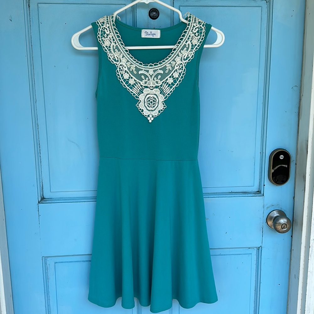 BlueTique Turquoise Lace Sleeveless Sundress size small